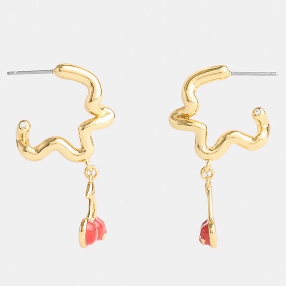 Cherry Wavy Huggie Earrings - Picture 2 of 6